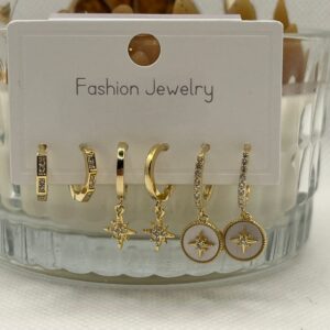 6'lı kutup yıldızlı küpe