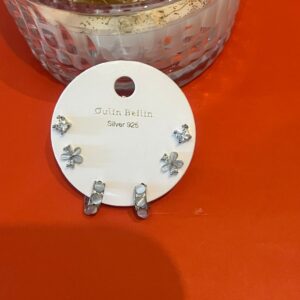 gümüş renk minimal mineli çoklu küpe seti