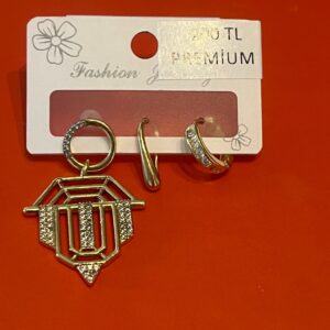 halka ve geometrik şekilli çelik küpe seti