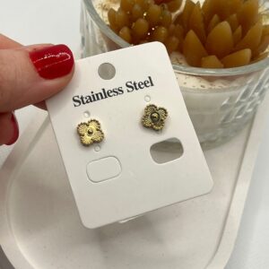 gold mini yonca küpe