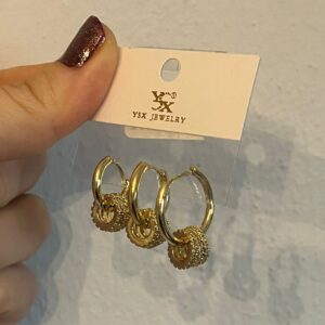 3'lü gold halka küpe seti
