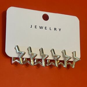 Yıldız çoklu küpe seti gold ve gümüş renklerde