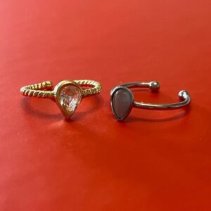 Damla taş bakır yüzük