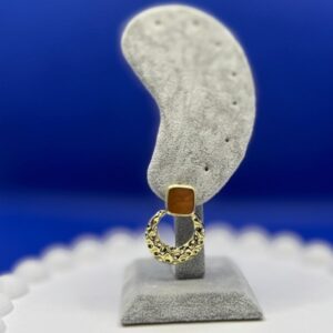 karamel renk, mineli gold halka küpe