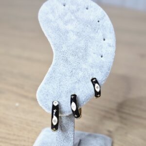 siyah renk mineli 3'lü halka küpe